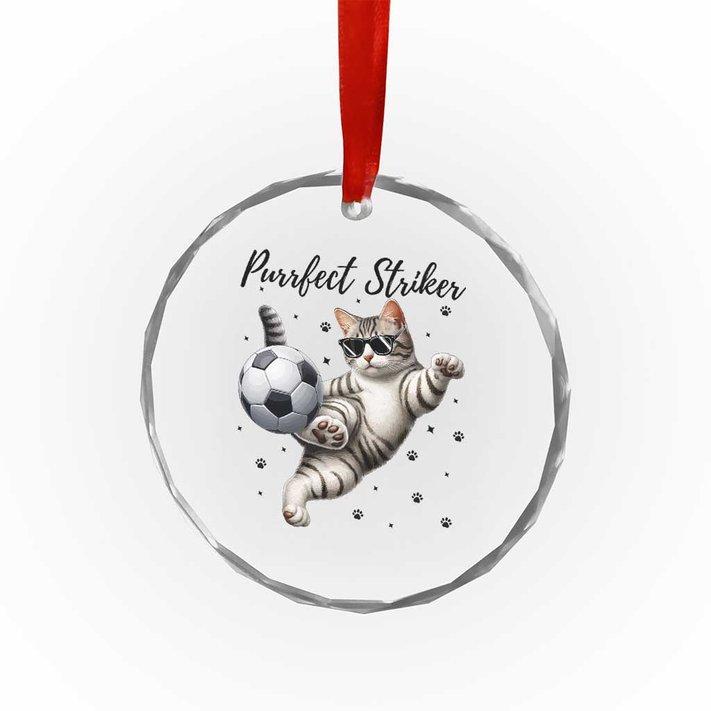 Purrfect Striker Crystal Glass Ornament Funny Cat Soccer Player Gift TS12 Print Your Wear