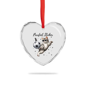 Purrfect Striker Heart Crystal Glass Ornament Funny Cat Soccer Player Gift TS12 Print Your Wear