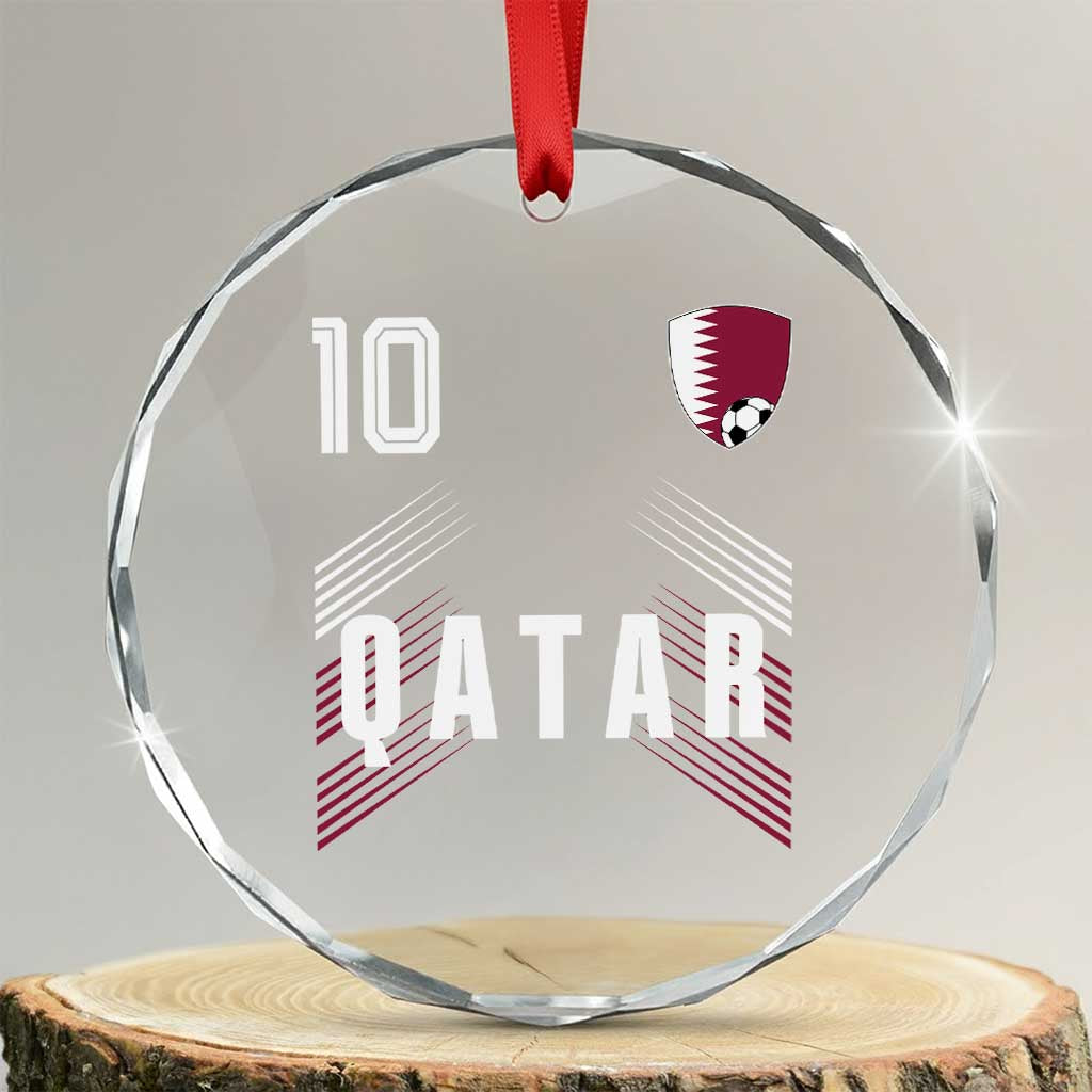 Qatar Soccer Sports Graphic Number 10 Jersey Style Crystal Glass Ornament Proud Qatari Football Fans Game Day Pride TS02 Transparent Glass 3'' Circle Print Your Wear