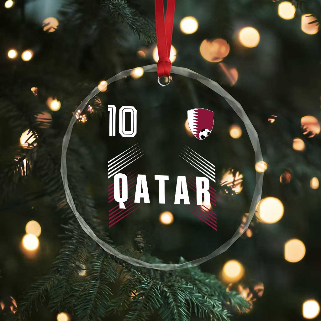 Qatar Soccer Sports Graphic Number 10 Jersey Style Crystal Glass Ornament Proud Qatari Football Fans Game Day Pride