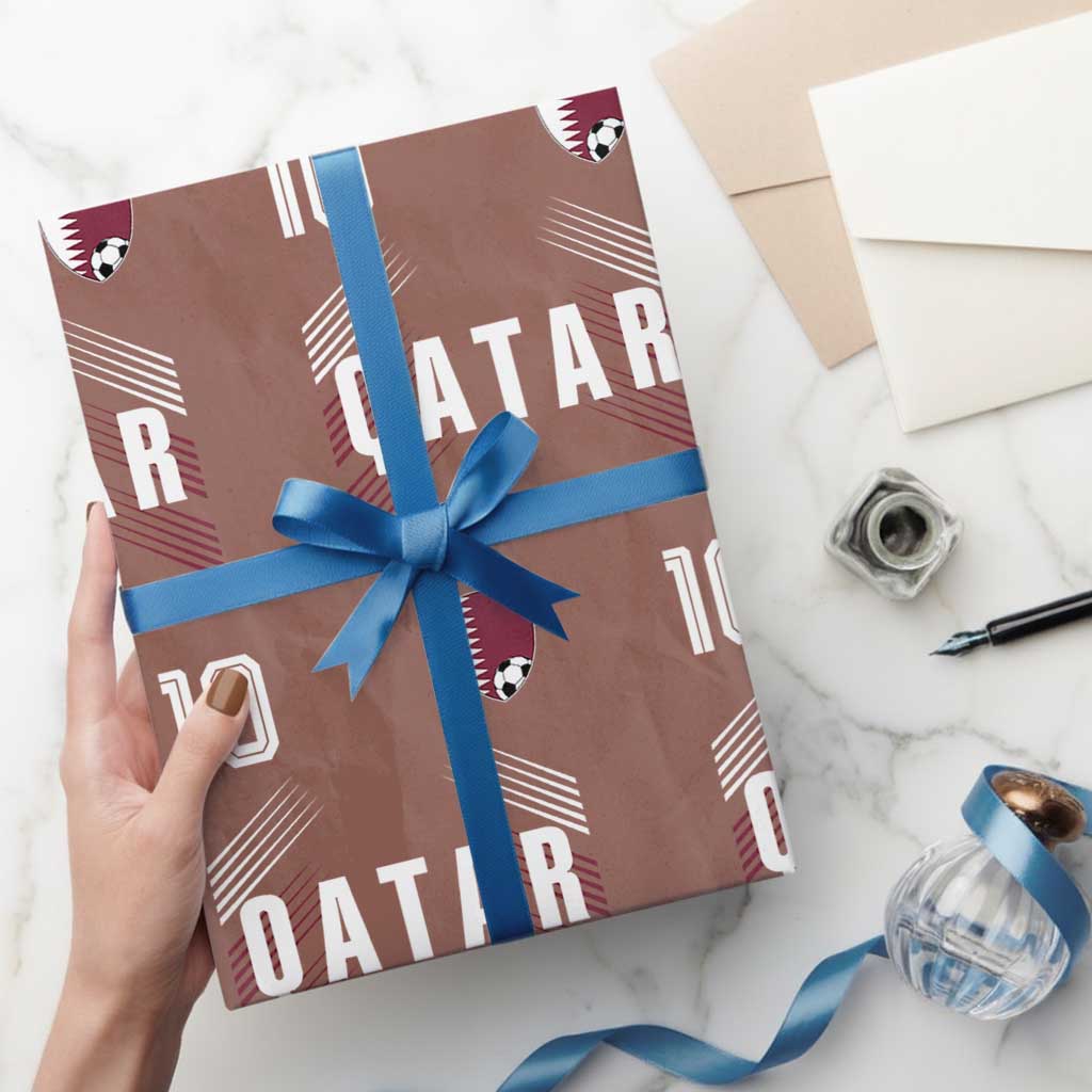 Qatar Soccer Sports Graphic Number 10 Jersey Style Wrapping Paper Roll Proud Qatari Football Fans Game Day Pride TS02 Mocha Print Your Wear