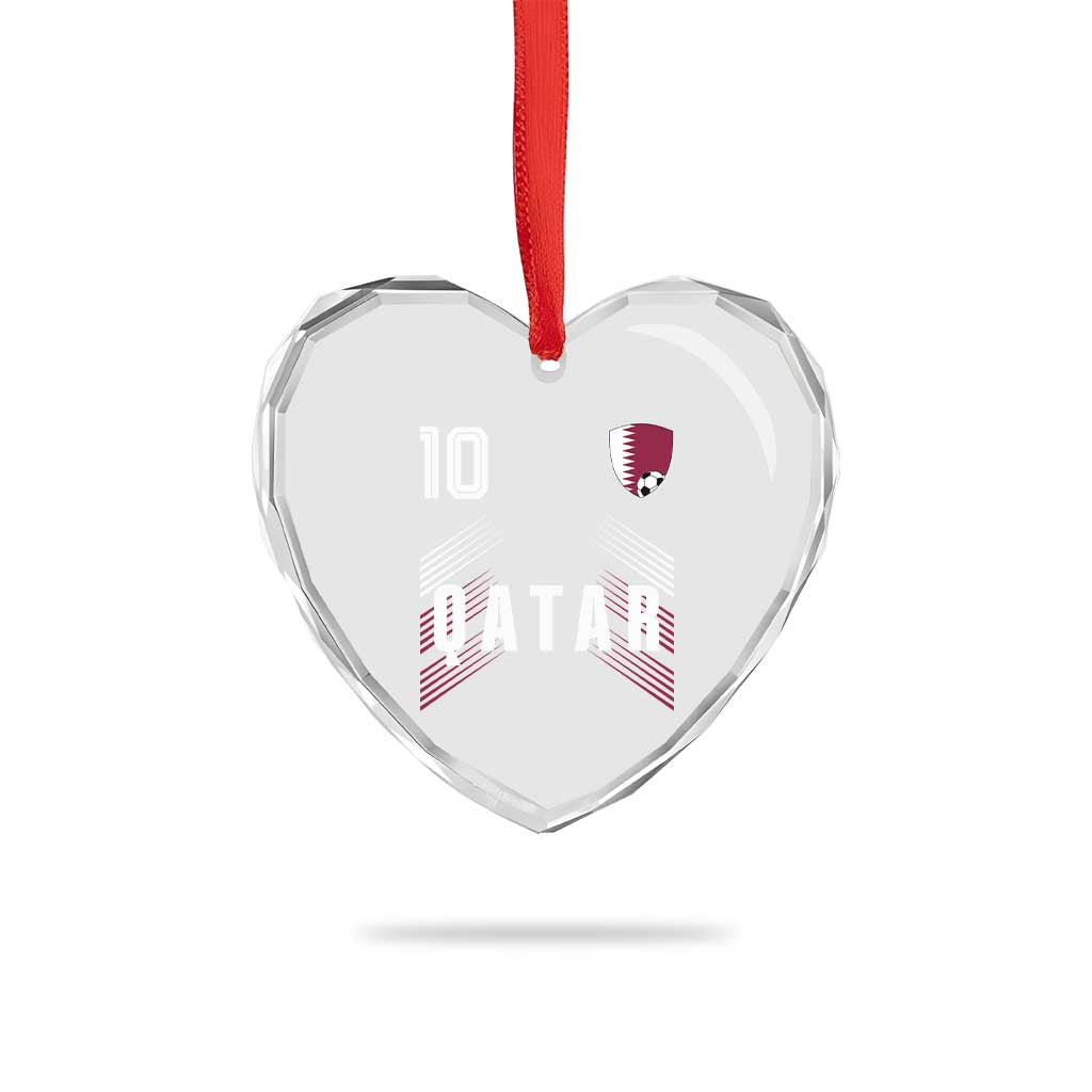 Qatar Soccer Sports Graphic Number 10 Jersey Style Heart Crystal Glass Ornament Proud Qatari Football Fans Game Day Pride TS02 Print Your Wear