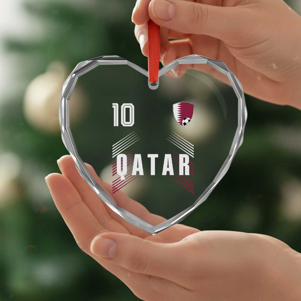 Qatar Soccer Sports Graphic Number 10 Jersey Style Heart Crystal Glass Ornament Proud Qatari Football Fans Game Day Pride TS02 Print Your Wear