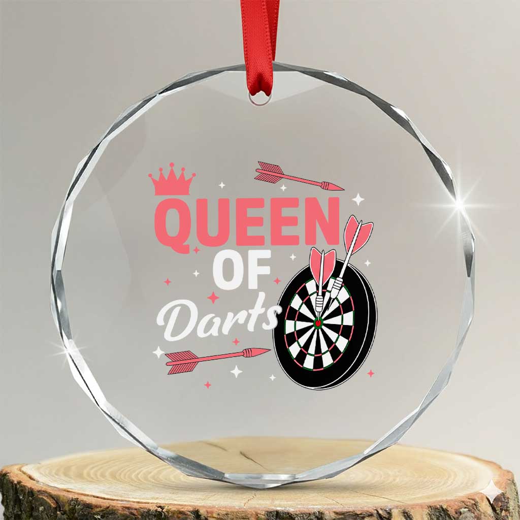 Queen Of Darts Bullseye Shooter Crystal Glass Ornament Female Dartist Gift TS12 Transparent Glass 3'' Circle Print Your Wear