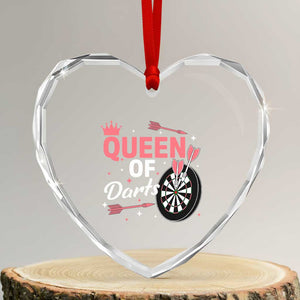 Queen Of Darts Bullseye Shooter Heart Crystal Glass Ornament Female Dartist Gift TS12 Transparent Glass 3'' Heart Print Your Wear