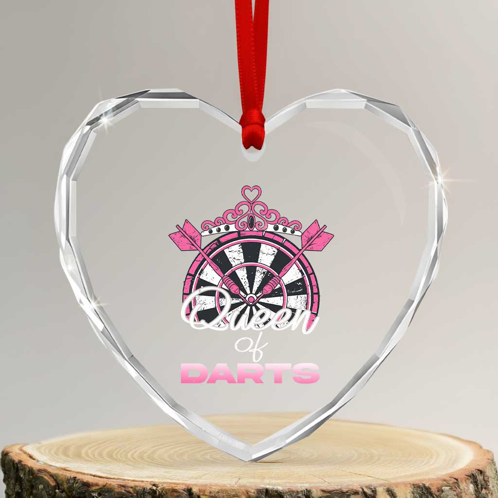 Queen Of Darts Heart Crystal Glass Ornament Funny Dart Gift For Women TS12 Transparent Glass 3'' Heart Print Your Wear