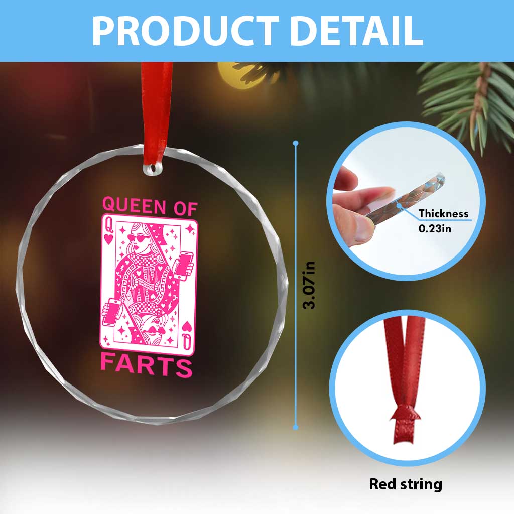 Queen of Farts Crystal Glass Ornament Funny Joke Inappropriate Fart Prank Gift TS10 Print Your Wear