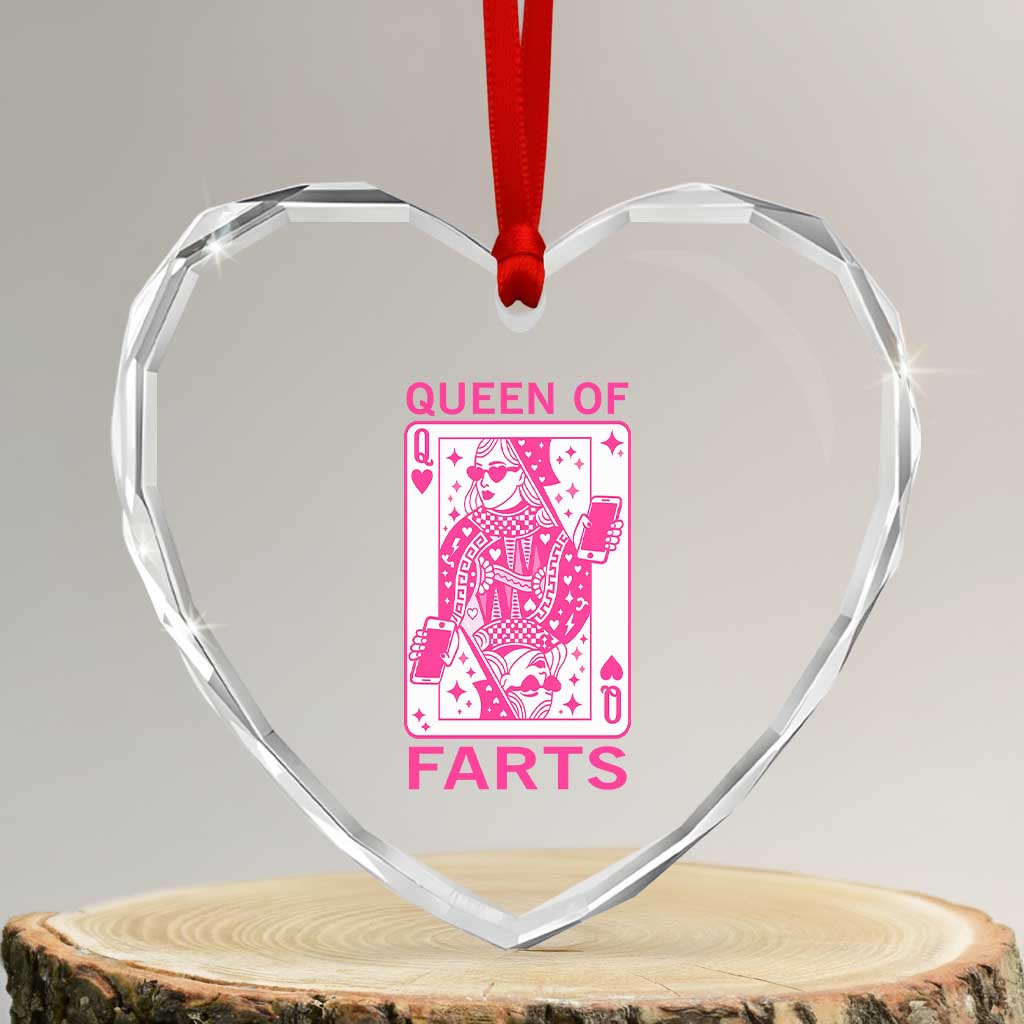Queen of Farts Heart Crystal Glass Ornament Funny Joke Inappropriate Fart Prank Gift TS10 Transparent Glass 3'' Heart Print Your Wear
