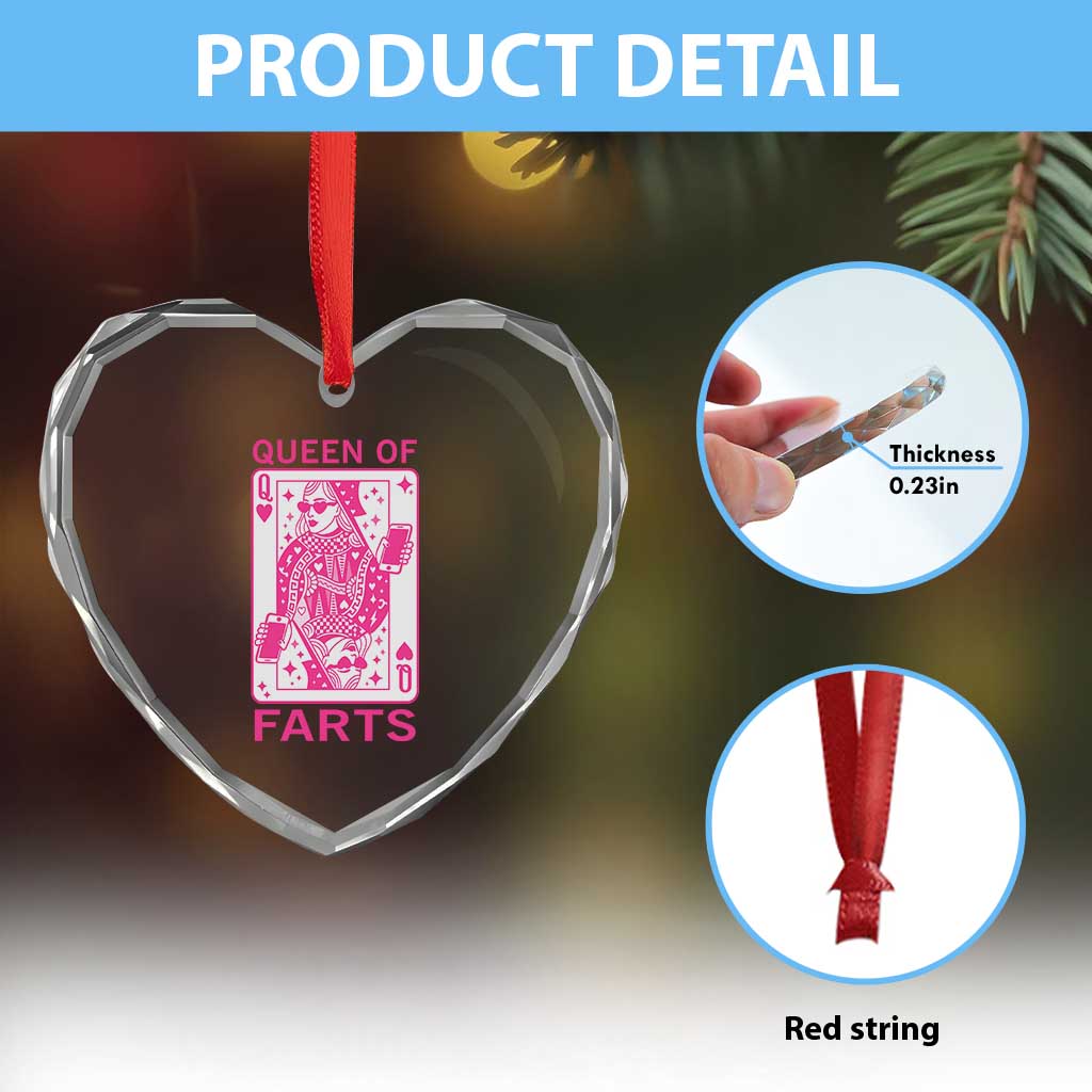 Queen of Farts Heart Crystal Glass Ornament Funny Joke Inappropriate Fart Prank Gift TS10 Print Your Wear