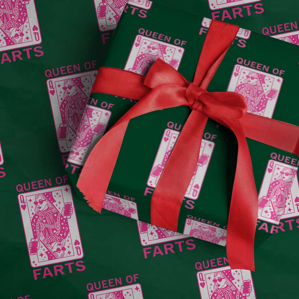 Queen of Farts Wrapping Paper Roll Funny Joke Inappropriate Fart Prank Gift TS10 Green Print Your Wear