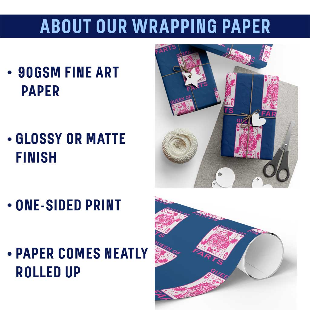 Queen of Farts Wrapping Paper Roll Funny Joke Inappropriate Fart Prank Gift TS10 Print Your Wear