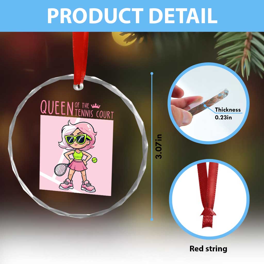 Queen Of The Court Crystal Glass Ornament Funny Tennis Player Gift For Women TS12 Print Your Wear