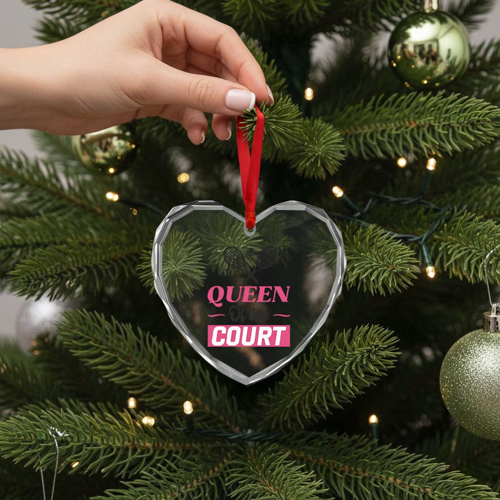 Queen Of The Court Heart Crystal Glass Ornament Funny Tennis Girl Gift TS12 Print Your Wear
