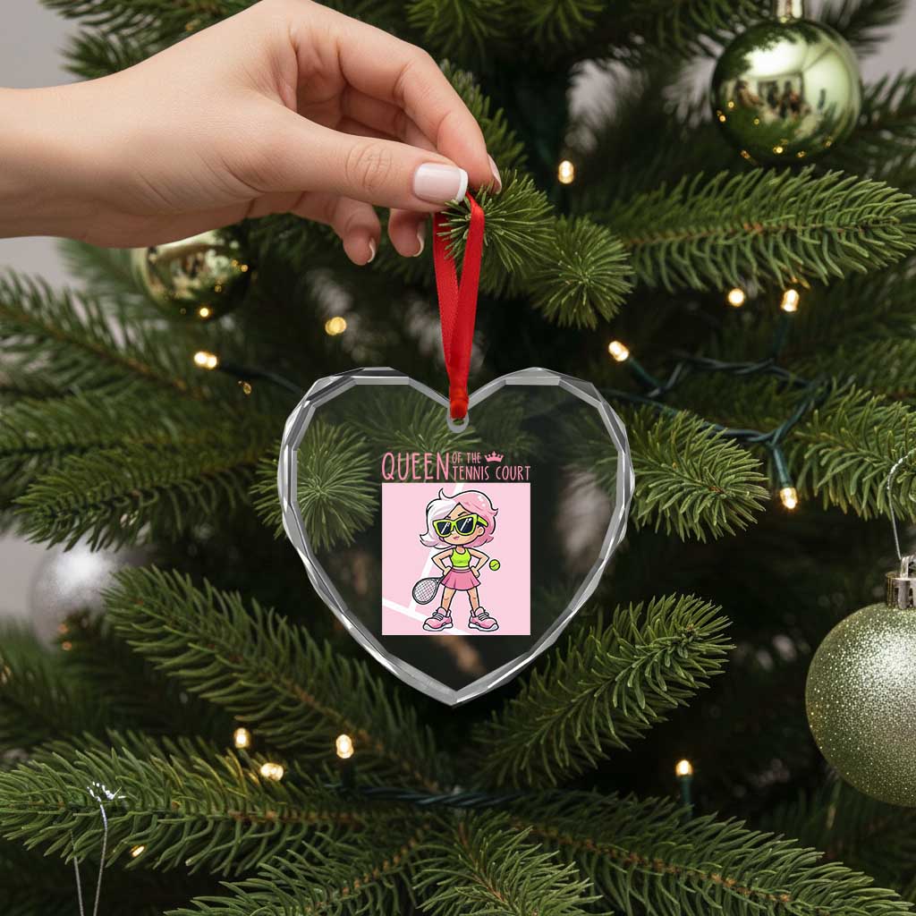 Queen Of The Court Heart Crystal Glass Ornament Funny Tennis Player Gift For Women TS12 Print Your Wear
