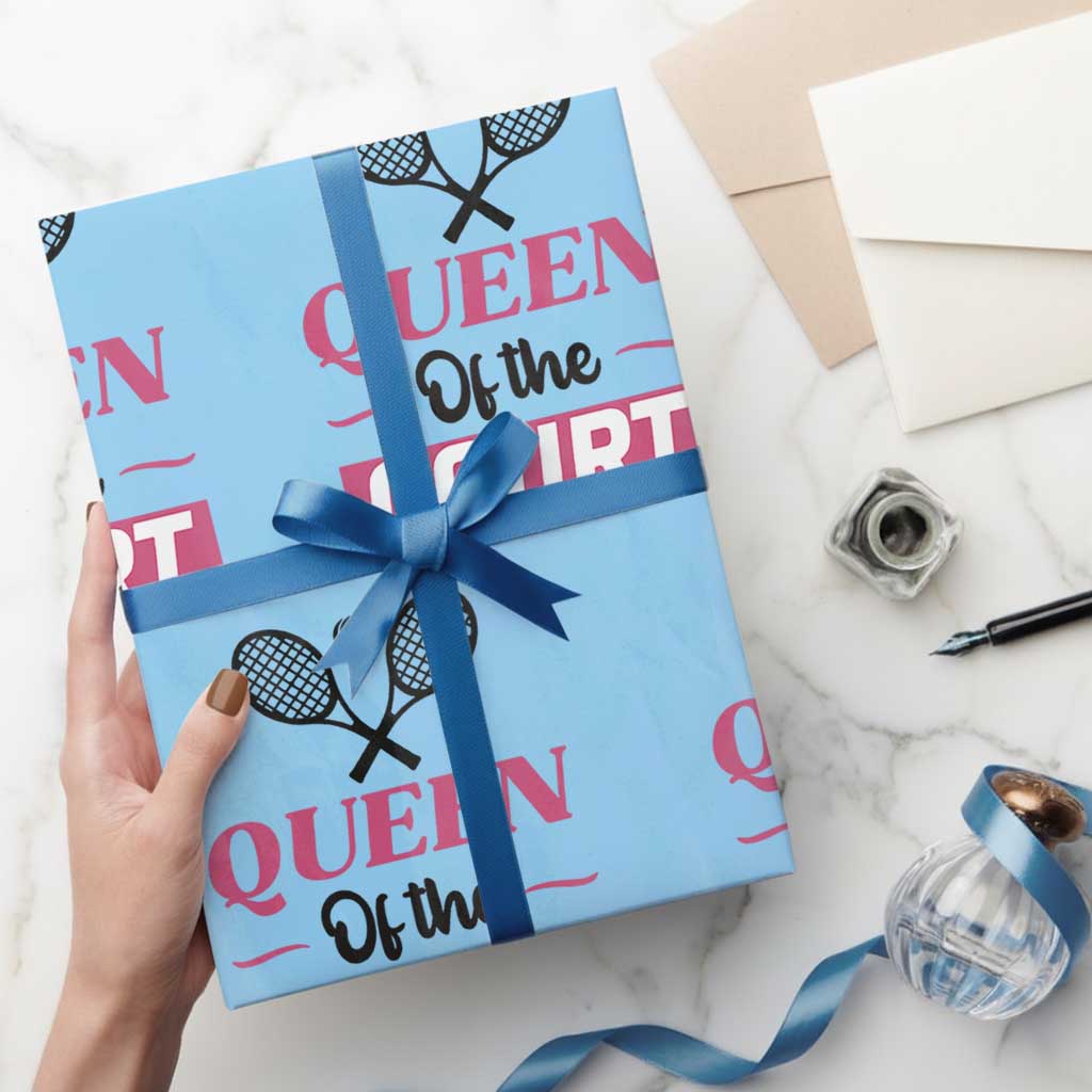 Queen Of The Court Wrapping Paper Roll Funny Tennis Girl Gift TS12 Light Blue Print Your Wear