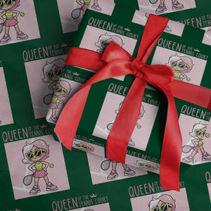 Queen Of The Court Wrapping Paper Roll Funny Tennis Player Gift For Women TS12 Green Print Your Wear