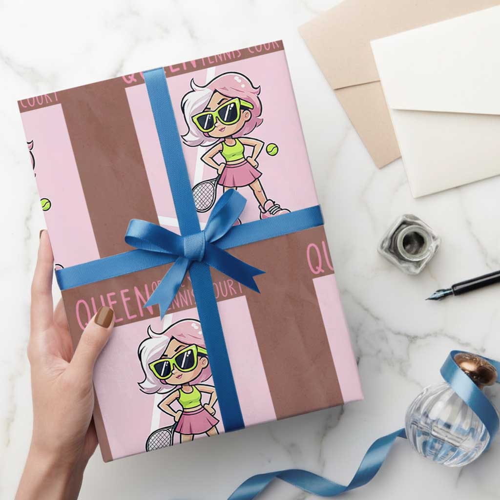 Queen Of The Court Wrapping Paper Roll Funny Tennis Player Gift For Women TS12 Mocha Print Your Wear