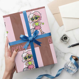 Queen Of The Court Wrapping Paper Roll Funny Tennis Player Gift For Women TS12 Mocha Print Your Wear