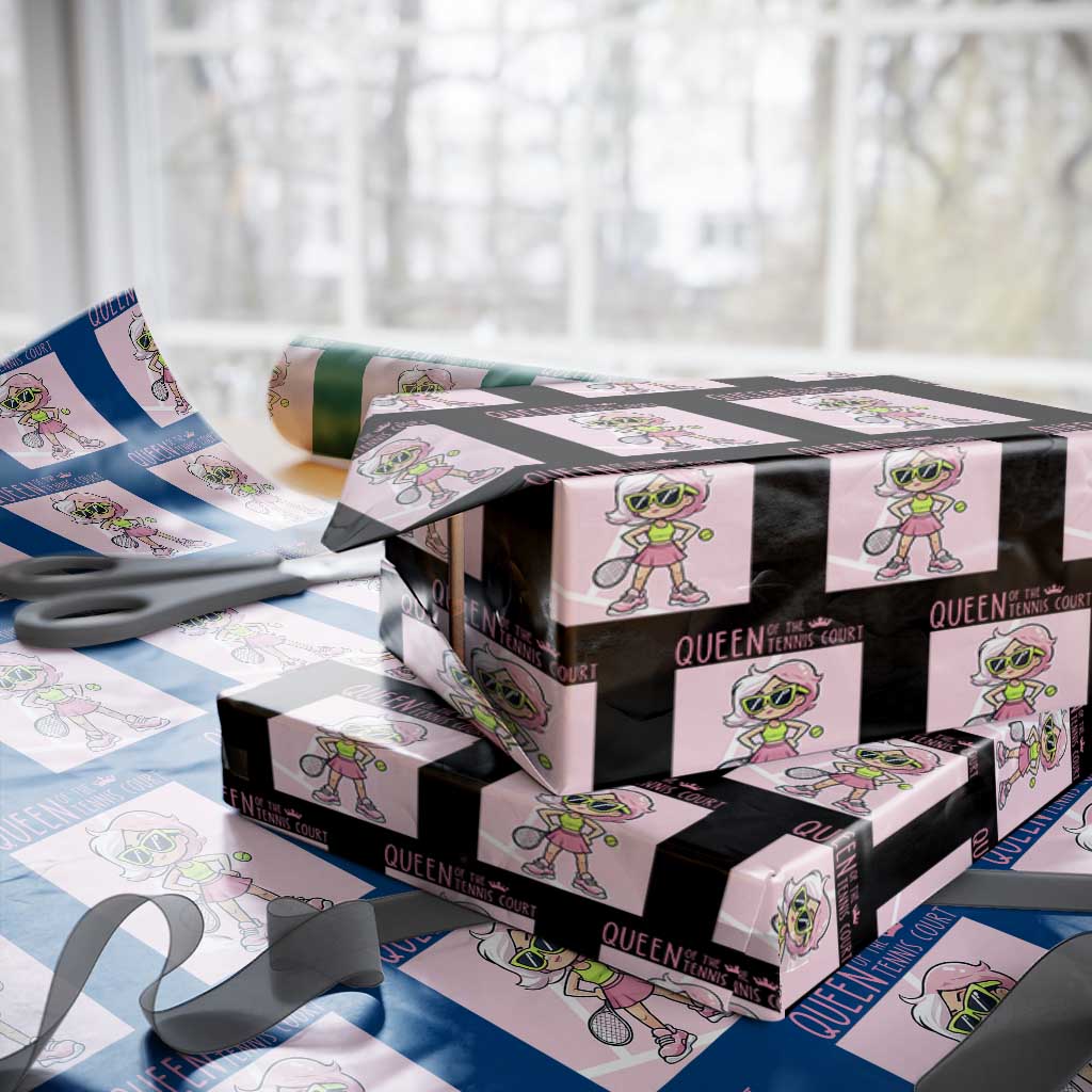 Queen Of The Court Wrapping Paper Roll Funny Tennis Player Gift For Women TS12 Black Print Your Wear