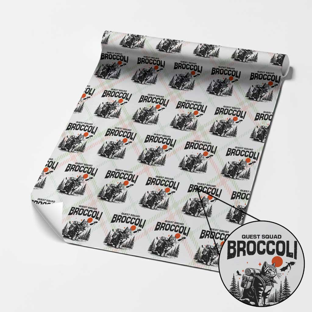 Quest Squad Broccoli Cat Wrapping Paper Roll Funny Hiking Adventure Cute Camping Feline TS02 Christmas Plaid Print Your Wear