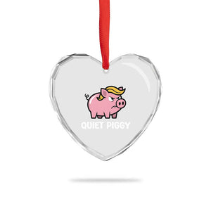 Quiet Piggy Funny Blonde Pig Heart Crystal Glass Ornament Political Satire Humor Free Speech Cute Cartoon TS02 Print Your Wear