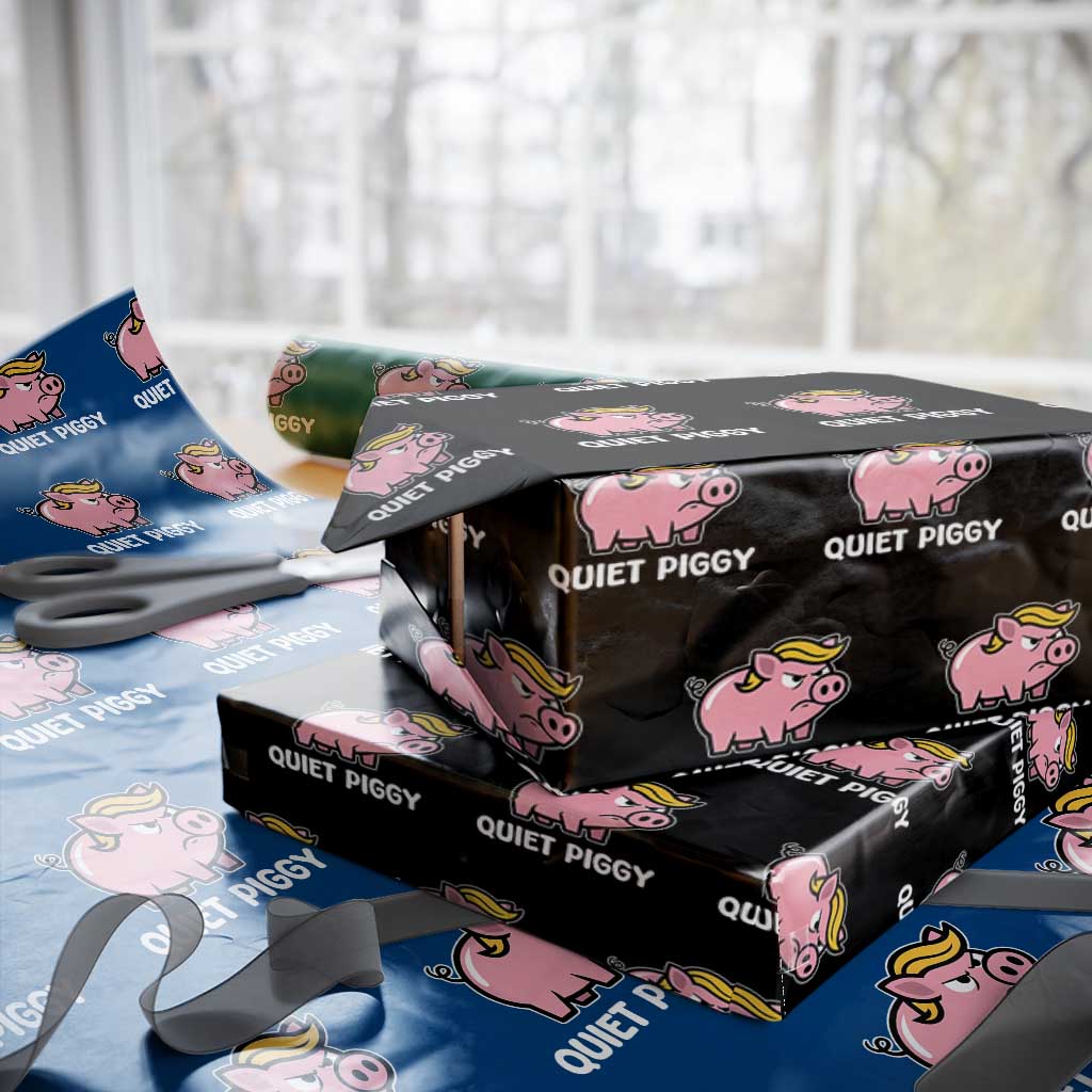 Quiet Piggy Funny Blonde Pig Wrapping Paper Roll Political Satire Humor Free Speech Cute Cartoon TS02 Black Print Your Wear