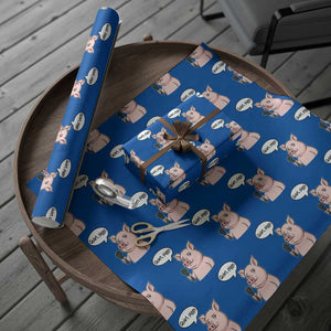 Quiet Piggy Funny Sarcastic Pig Wrapping Paper Roll Political Satire Humor Free Speech TS02 Blue Print Your Wear