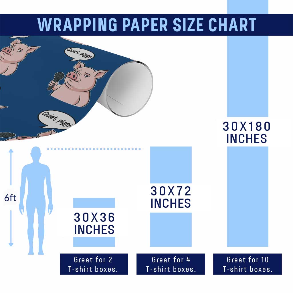 Quiet Piggy Funny Sarcastic Pig Wrapping Paper Roll Political Satire Humor Free Speech TS02 Print Your Wear