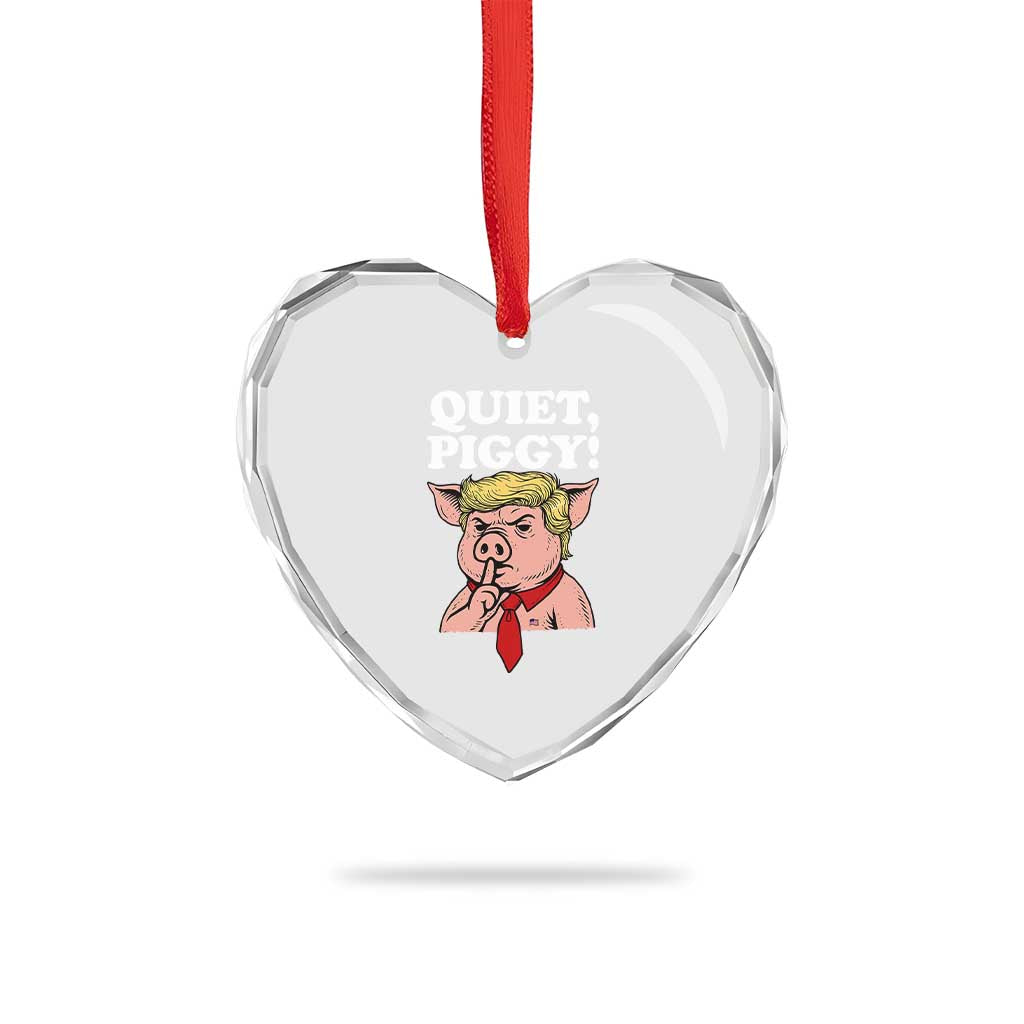 Quiet Piggy Heart Crystal Glass Ornament Funny Anti Trump Political Meme TS14 Print Your Wear