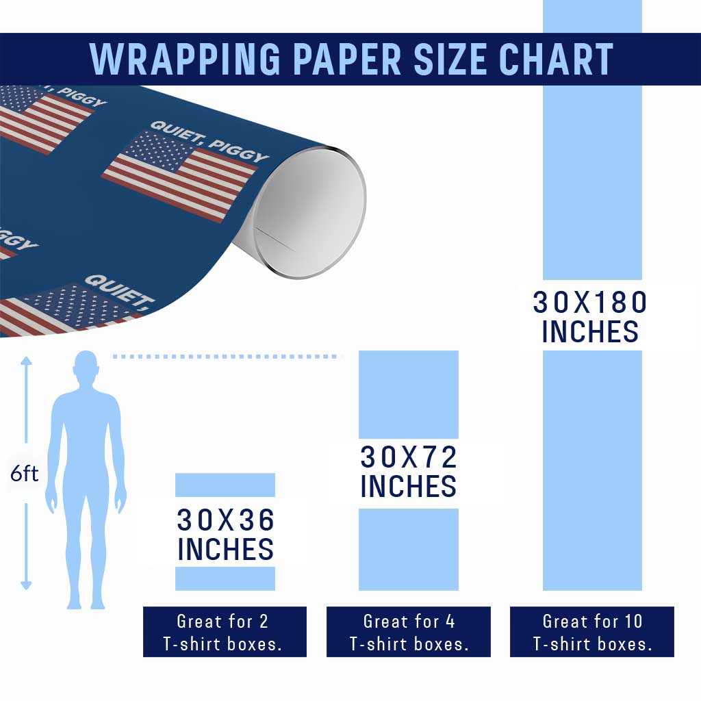Quiet Piggy Patriotic Meme Wrapping Paper Roll Satirical USA Flag Free Speech TS02 Print Your Wear