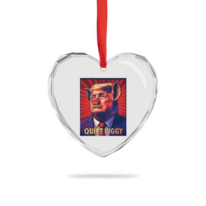 Quiet Piggy Sarcastic Trump Heart Crystal Glass Ornament Funny Pig Political Satire TS02 Print Your Wear