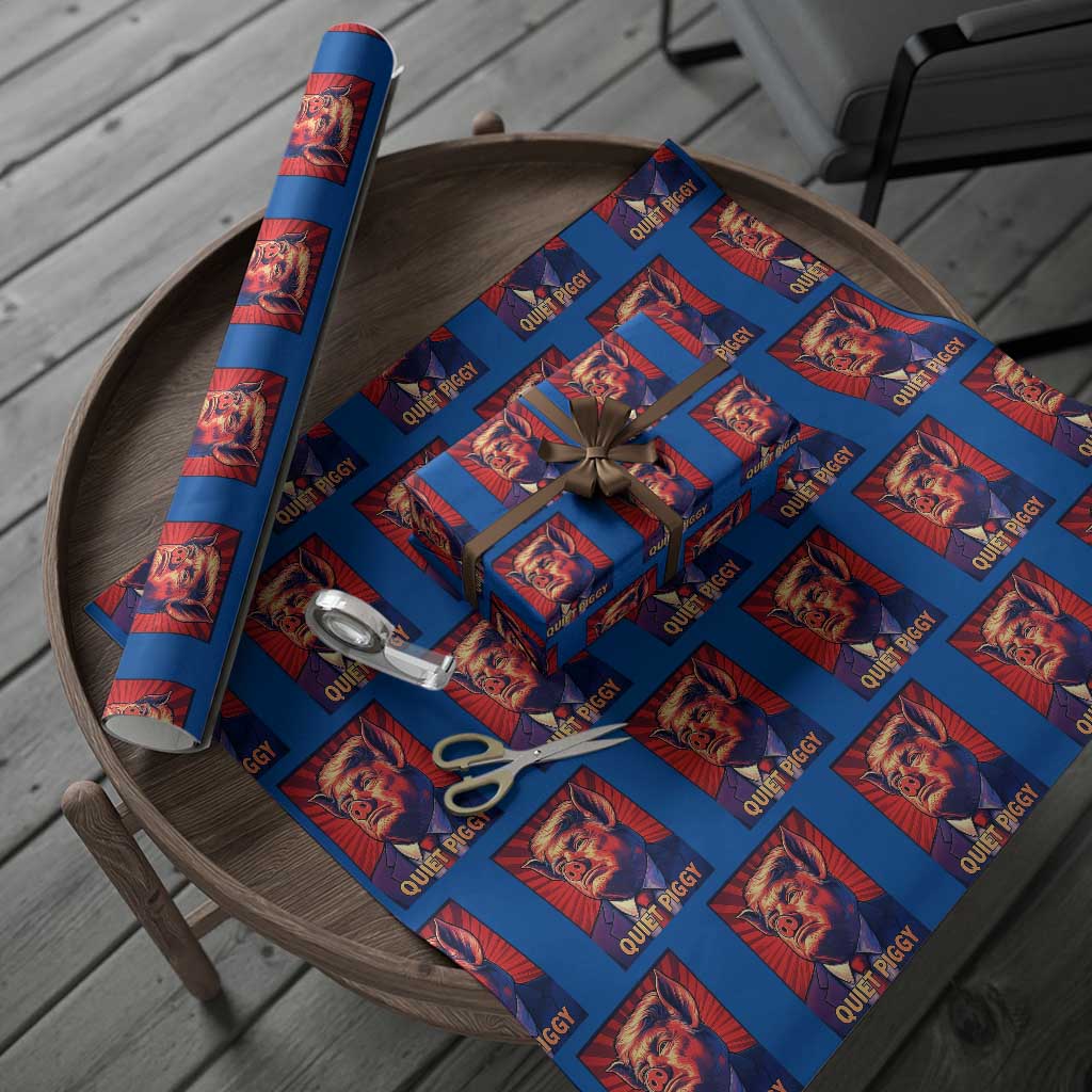 Quiet Piggy Sarcastic Trump Wrapping Paper Roll Funny Pig Political Satire TS02 Blue Print Your Wear