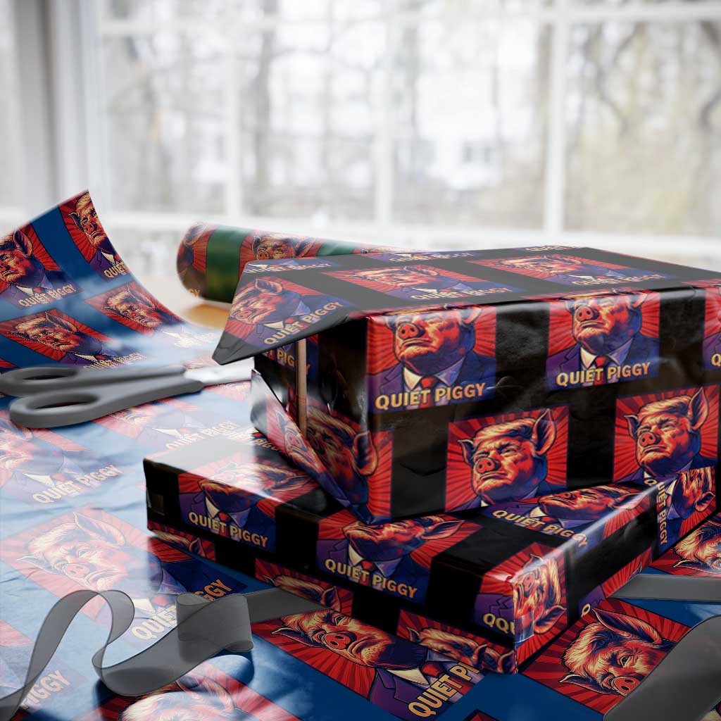 Quiet Piggy Sarcastic Trump Wrapping Paper Roll Funny Pig Political Satire TS02 Black Print Your Wear
