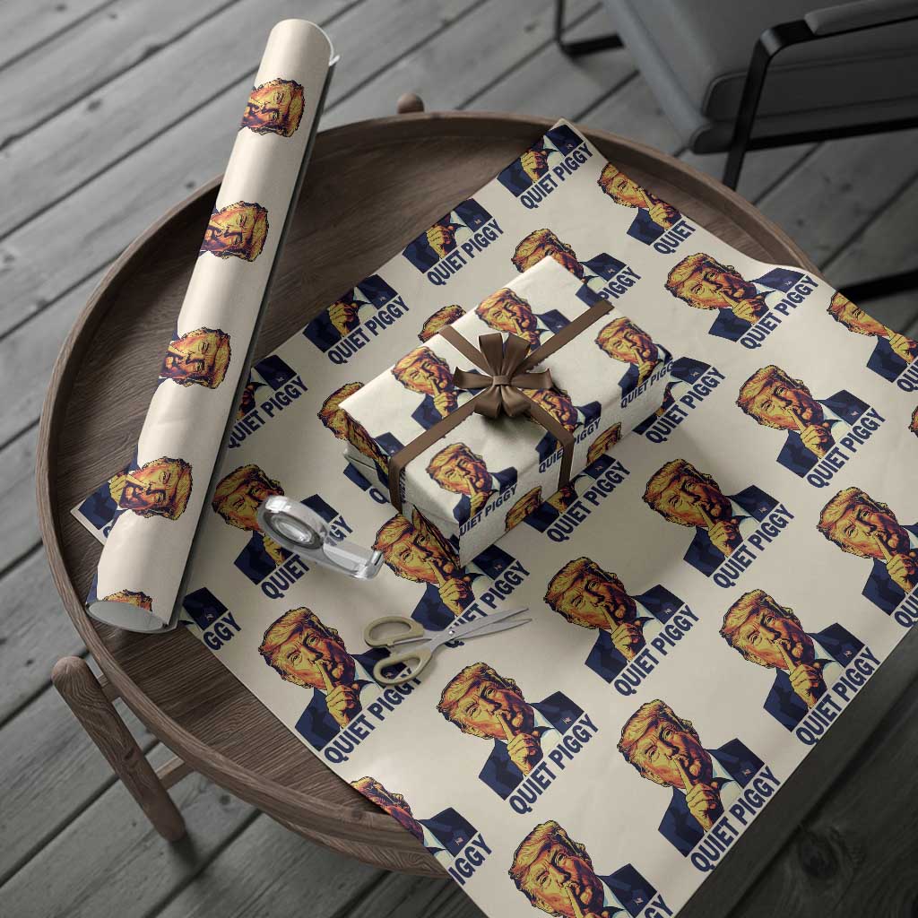 Quiet Piggy Shhh Trump Meme Wrapping Paper Roll Funny Political Satire Free Speech TS02 Beige Print Your Wear