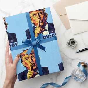 Quiet Piggy Shhh Trump Meme Wrapping Paper Roll Funny Political Satire Free Speech TS02 Light Blue Print Your Wear