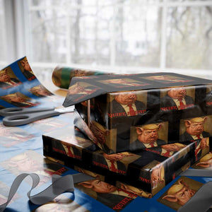 Quiet Piggy Surreal Pig Trump Meme Wrapping Paper Roll Political Satire Parody TS02 Black Print Your Wear