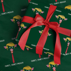 Quiet Quiet Piggy Meme Wrapping Paper Roll Anti Authoritarian Political Gag Gift TS12 Green Print Your Wear