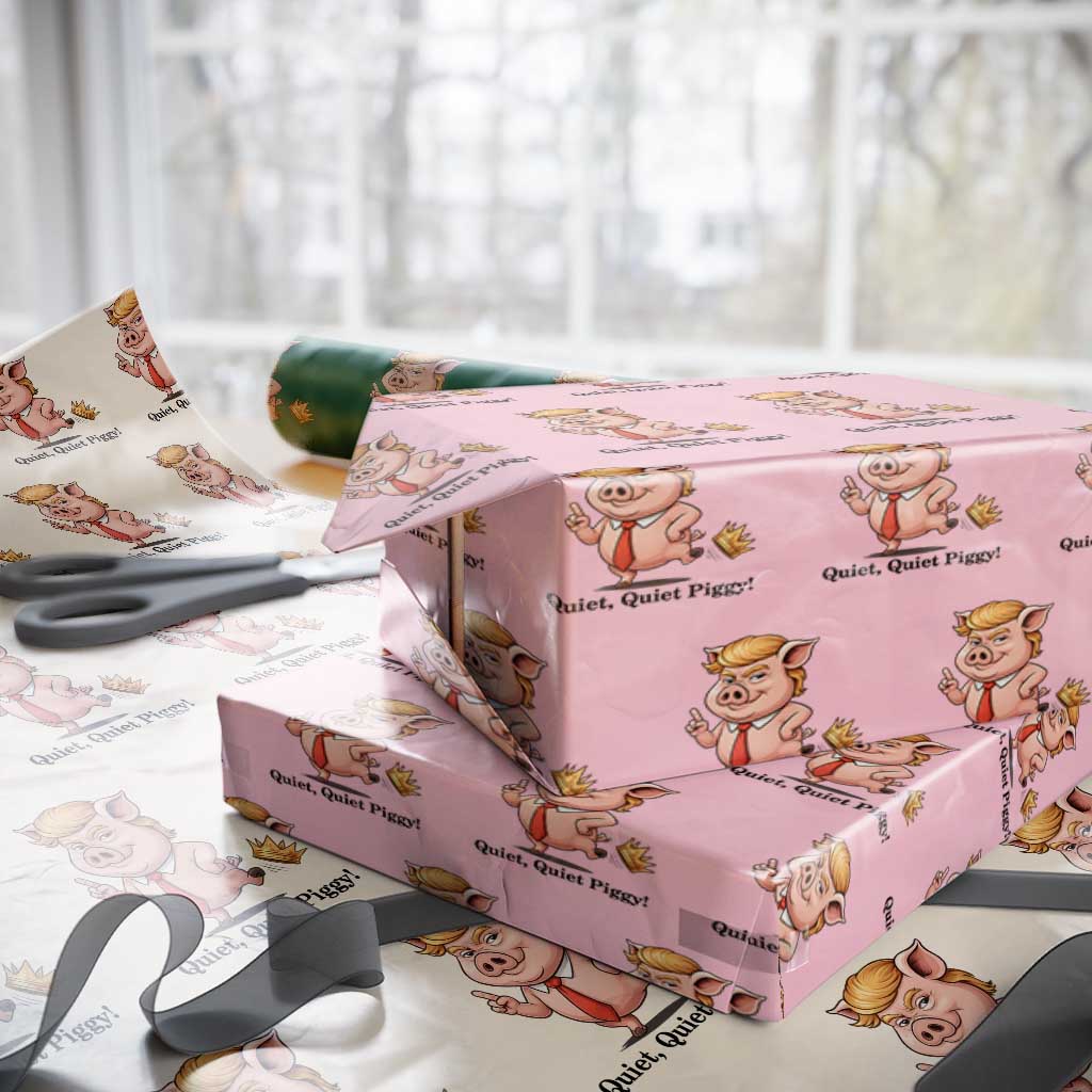 Quiet Quiet Piggy Wrapping Paper Roll Funny No Kings Pig Political TS12 Light Pink Print Your Wear