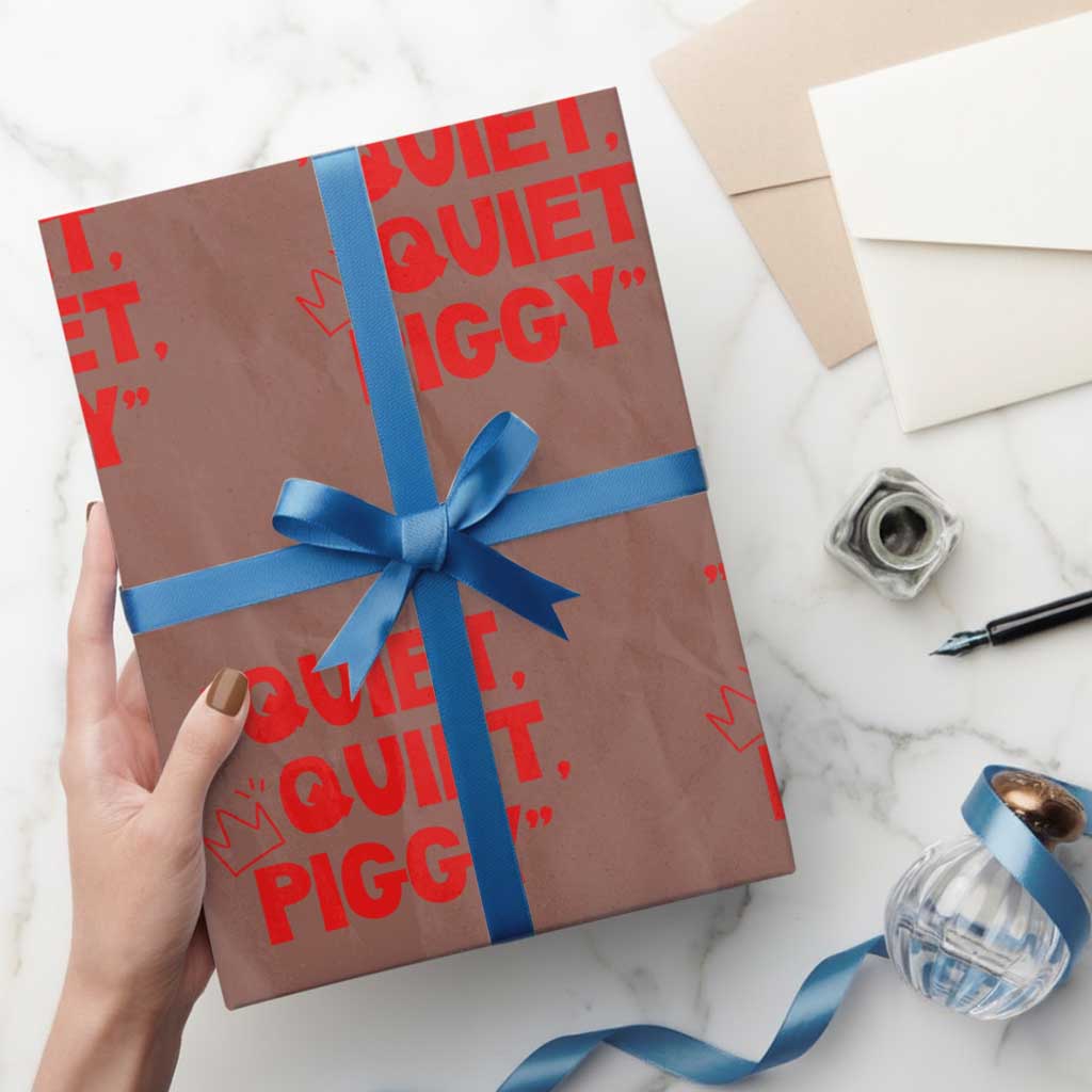 Quiet Quiet Piggy Wrapping Paper Roll Funny Political Satire Free Speech TS02 Mocha Print Your Wear