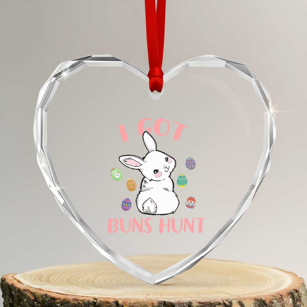 Rabbit Easter Bunny Sunglasses Heart Crystal Glass Ornament I Got Buns Hun Funny Jokes TS10 Transparent Glass 3'' Heart Print Your Wear