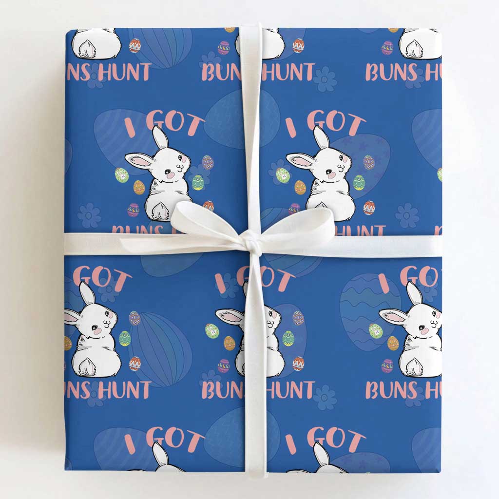 Rabbit Easter Bunny Sunglasses Wrapping Paper Roll I Got Buns Hun Funny Jokes TS10 Royal Blue Print Your Wear
