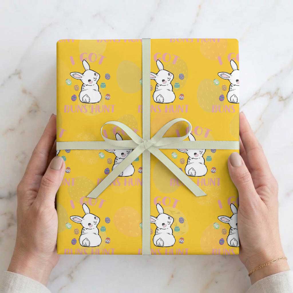 Rabbit Easter Bunny Sunglasses Wrapping Paper Roll I Got Buns Hun Funny Jokes TS10 Yellow Print Your Wear
