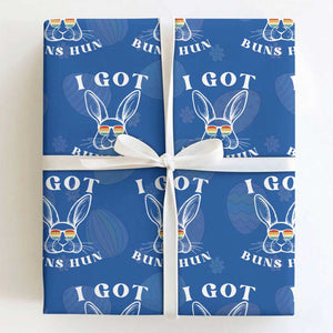 Rabbit Easter Bunny Sunglasses Wrapping Paper Roll Retro Vintage I Got Buns Hun Funny Jokes TS10 Royal Blue Print Your Wear