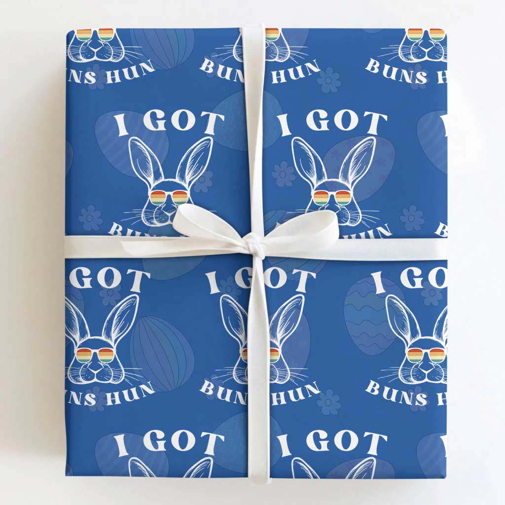 Rabbit Easter Bunny Sunglasses Wrapping Paper Roll Retro Vintage I Got Buns Hun Funny Jokes TS10 Royal Blue Print Your Wear