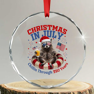 Raccoon 250th Anniversary Crystal Glass Ornament Christmas in July TS14 Transparent Glass 3'' Circle Print Your Wear