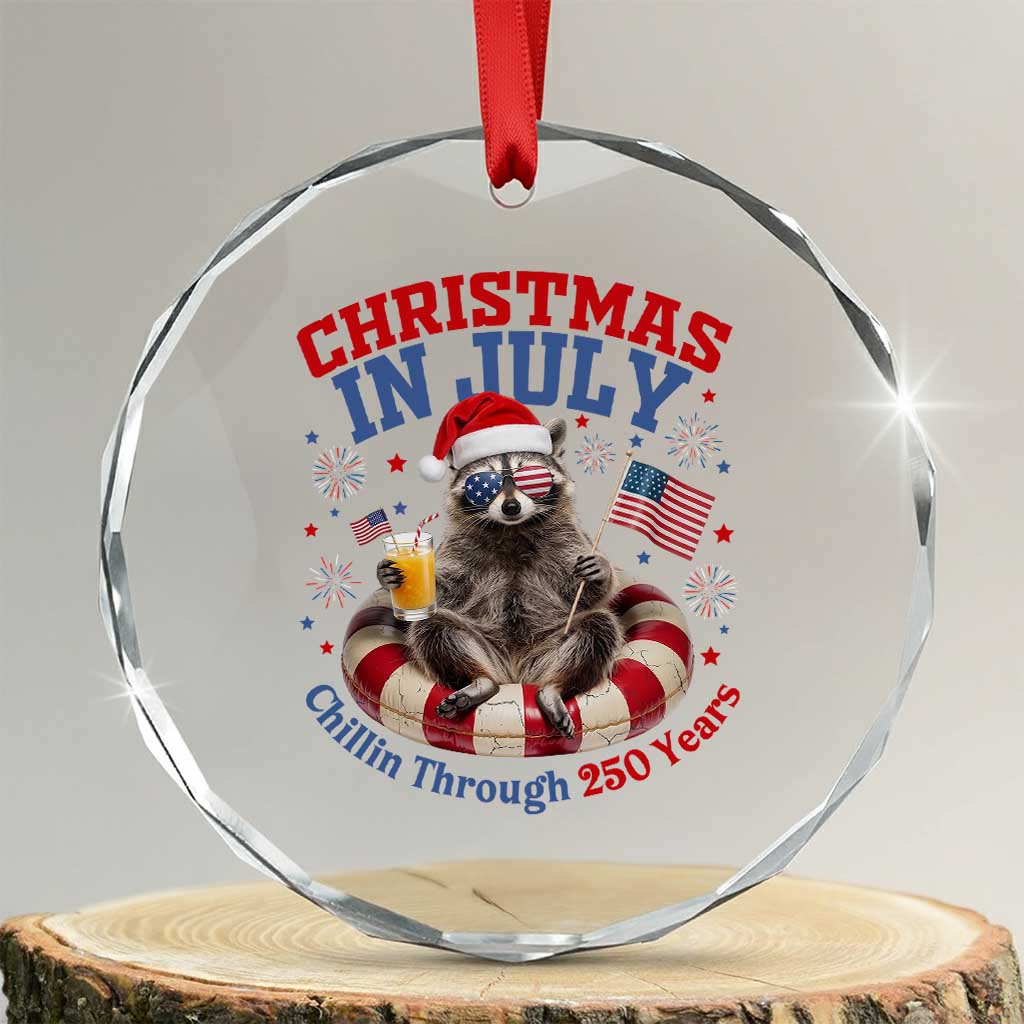 Raccoon 250th Anniversary Crystal Glass Ornament Christmas in July TS14 Transparent Glass 3'' Circle Print Your Wear