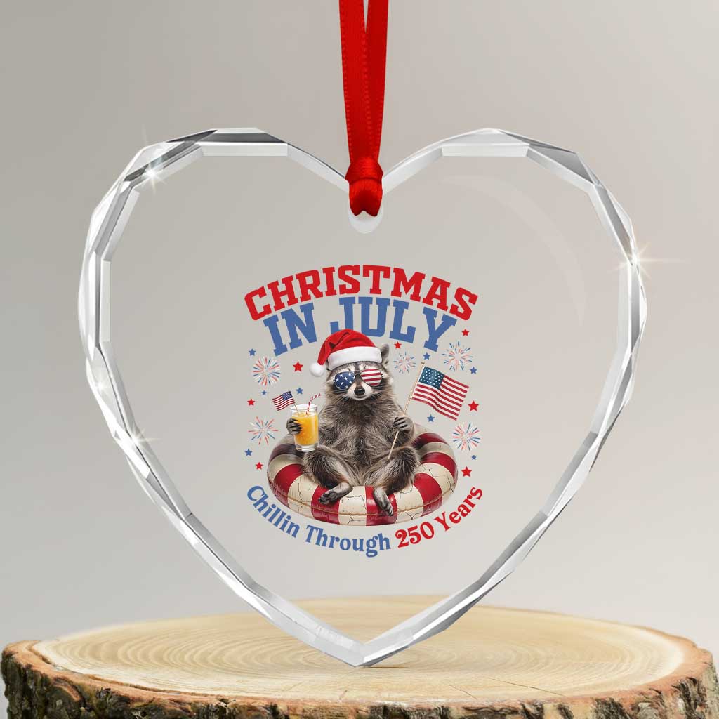Raccoon 250th Anniversary Heart Crystal Glass Ornament Christmas in July TS14 Transparent Glass 3'' Heart Print Your Wear