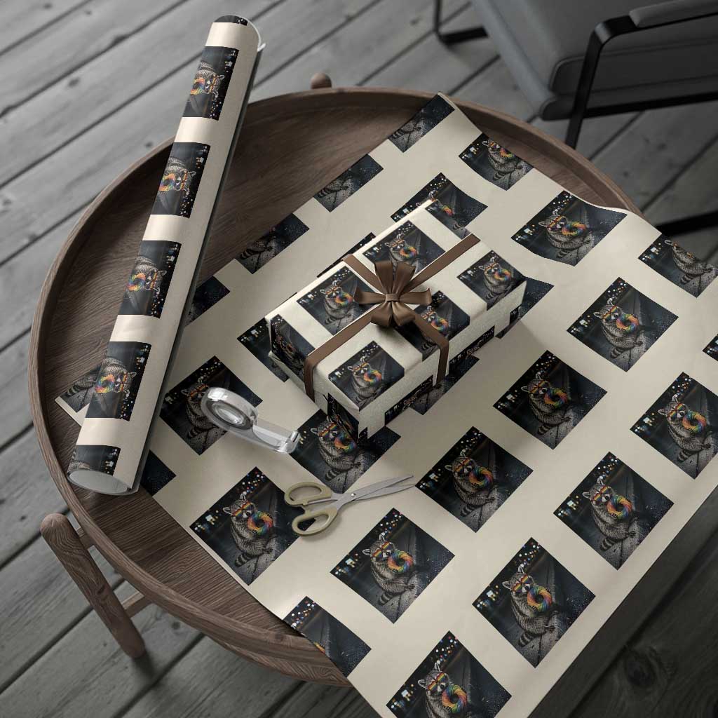 Raccoon Eating Baguette Graphic Wrapping Paper Roll Humorous Gay Pride Gift TS12 Beige Print Your Wear