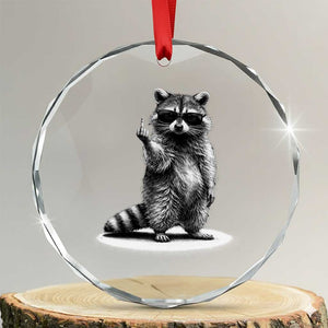 Raccoon Meme Crystal Glass Ornament Middle Finger Trash Panda Sarcastic Humor TS10 Transparent Glass 3'' Circle Print Your Wear