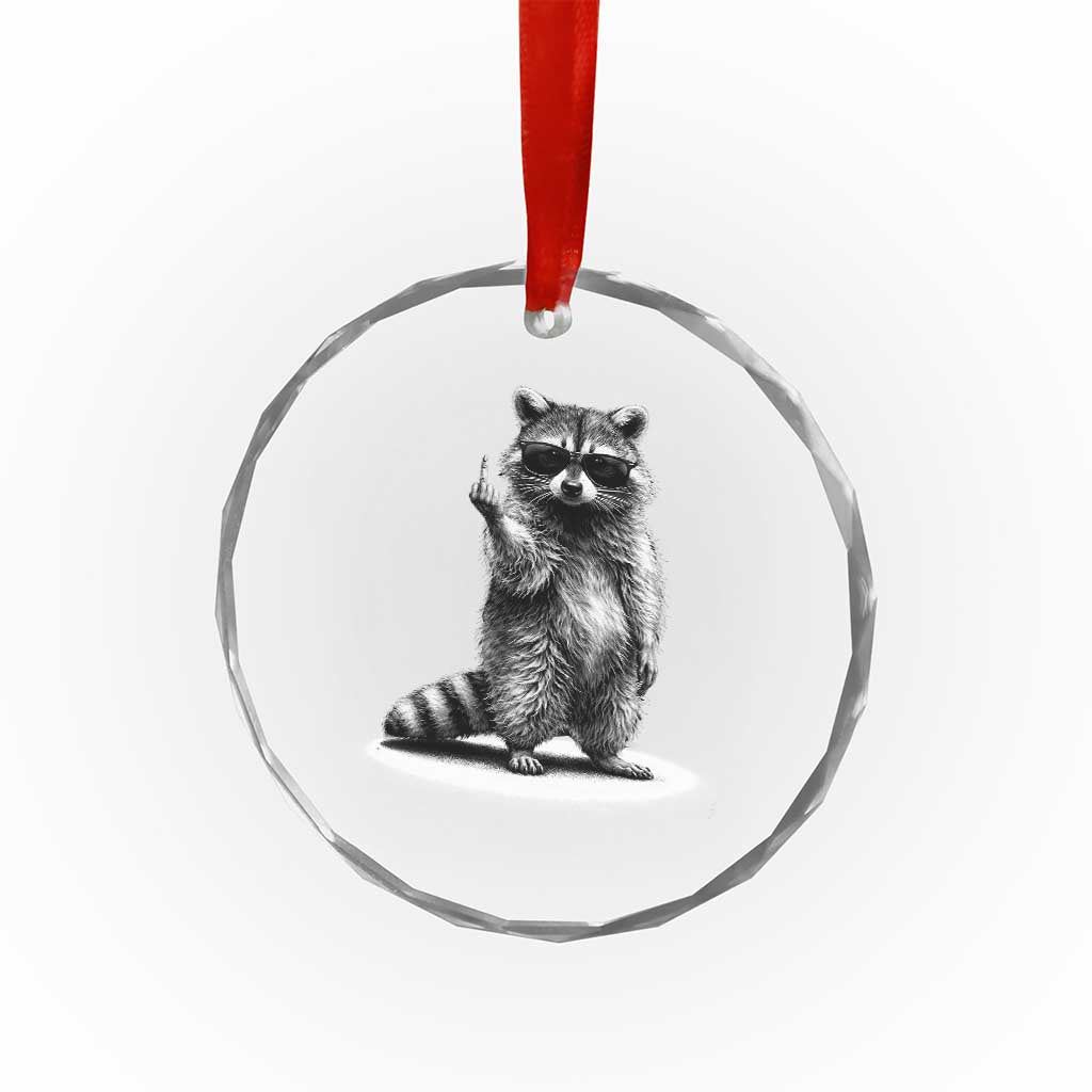 Raccoon Meme Crystal Glass Ornament Middle Finger Trash Panda Sarcastic Humor TS10 Print Your Wear
